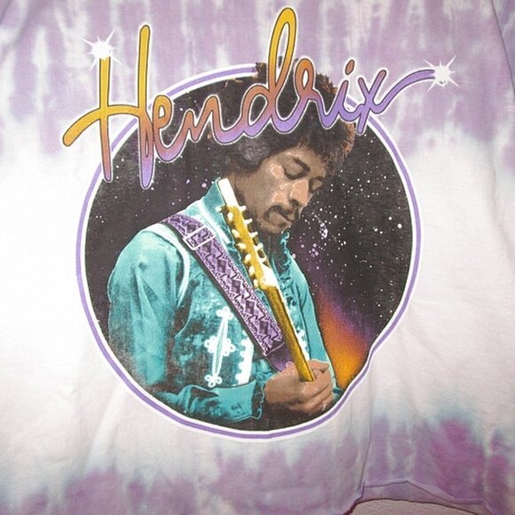 Jimi Hendrix Experience Tour T-Shirt Size L Black Light 2 Sided Crop Psychedelic - Picture 2 of 9